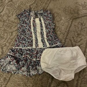 Red white and blue flower tiered dress 12 mo